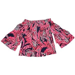 Lilly Pulitzer Tobyn Top Off The Shoulder Layered Ruffle Bell Sleeve Medium Boho